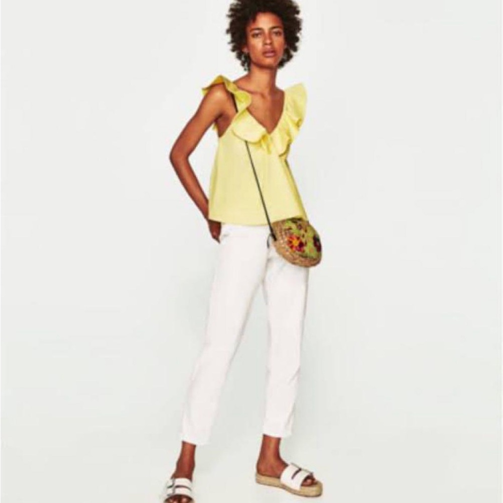 Zara Yellow Ruffle Top - Picture 2 of 5